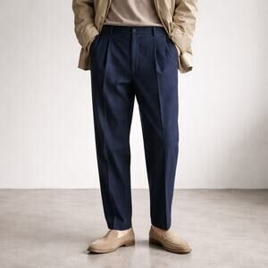 Cellar Door BALLET Pleated Trouser Pants in Navy Wool blend size 44